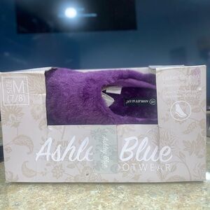 Ashley Blue Fuzzy Dark Purple M(7-8) Slippers NWT